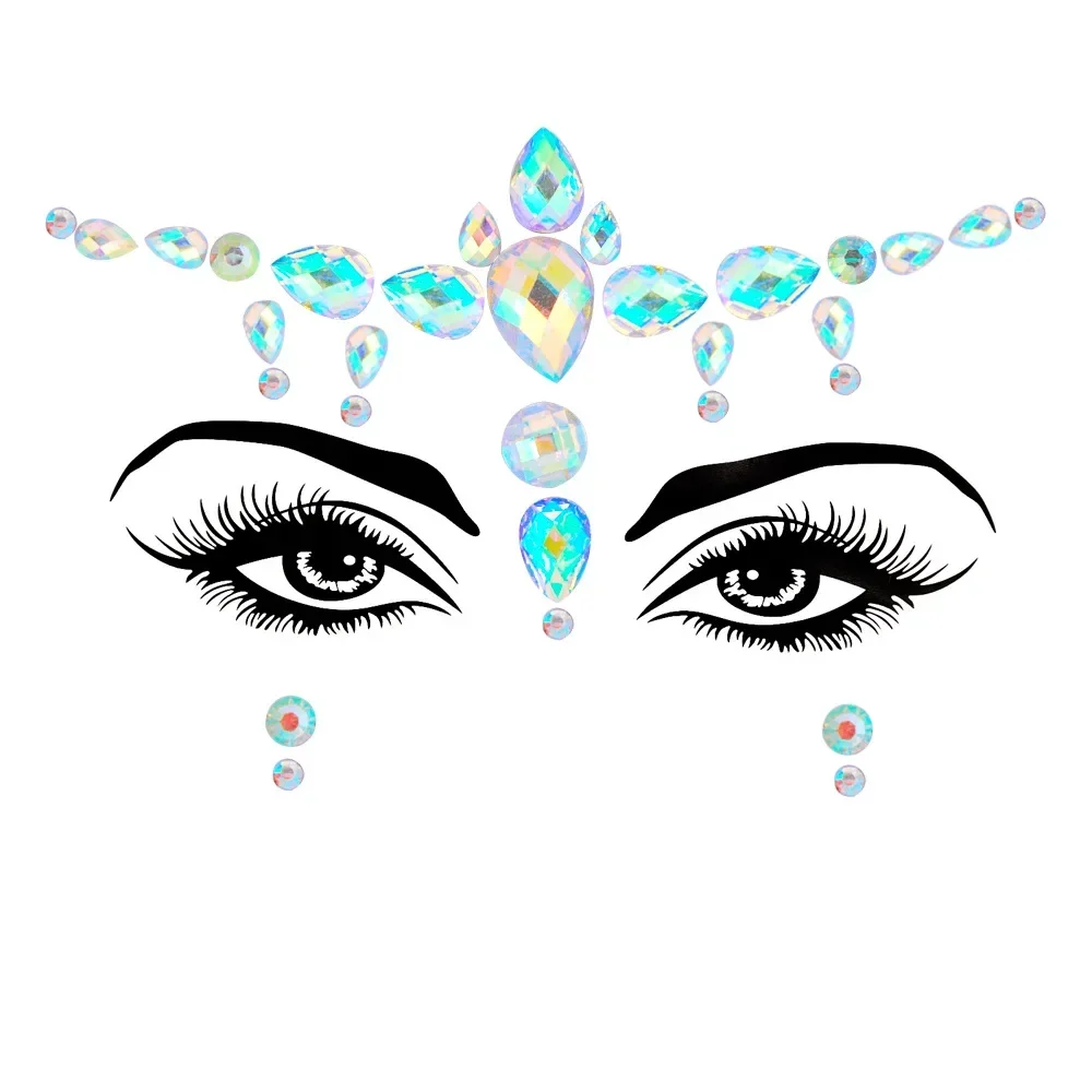 Festival Face Jewels Crystal Body Stickers Make Up Face Gems Glitter Rhinestones Sticker for Festival Party Dress UP