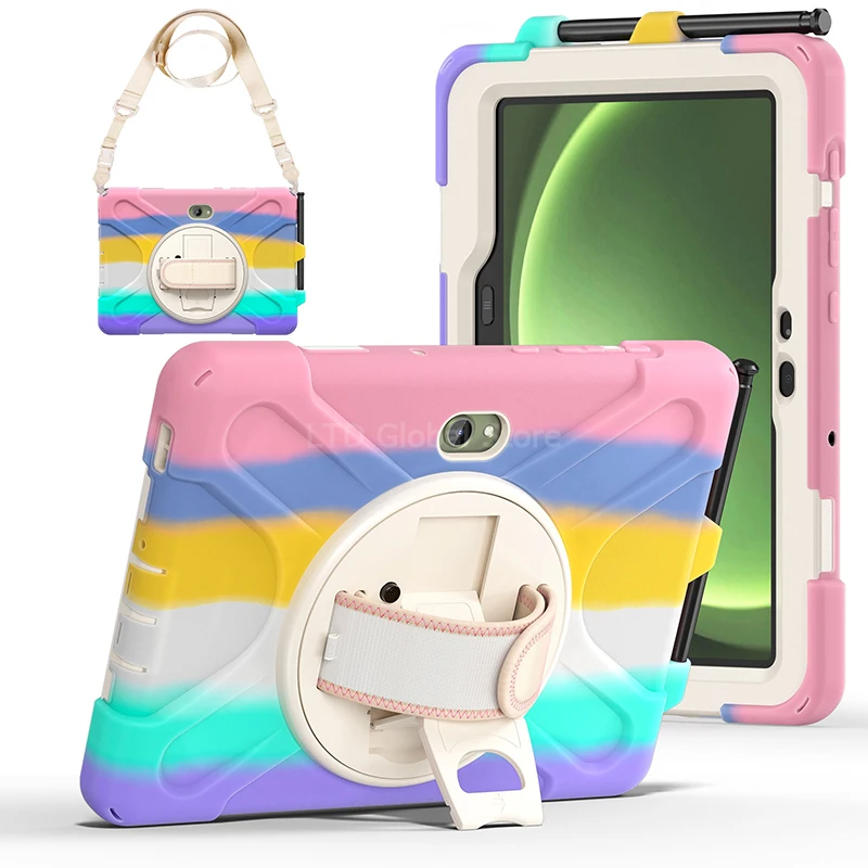 Durable 360° Rotatable Tablet Case with Kickstand & Hand Strap