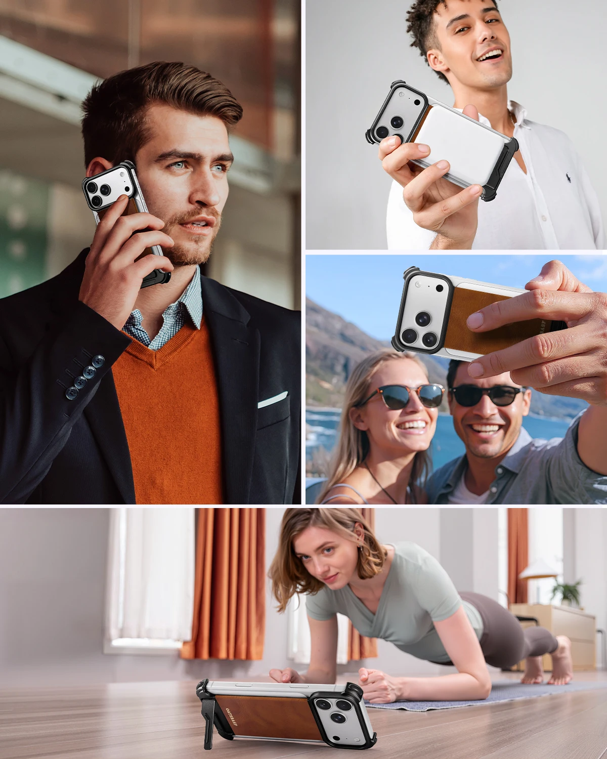 Eary Leather Phone Case for iPhone 17 16 Pro Max Air With Hidden Stand Frameless Shell for MagSafe Wireless Charging Phone Cover