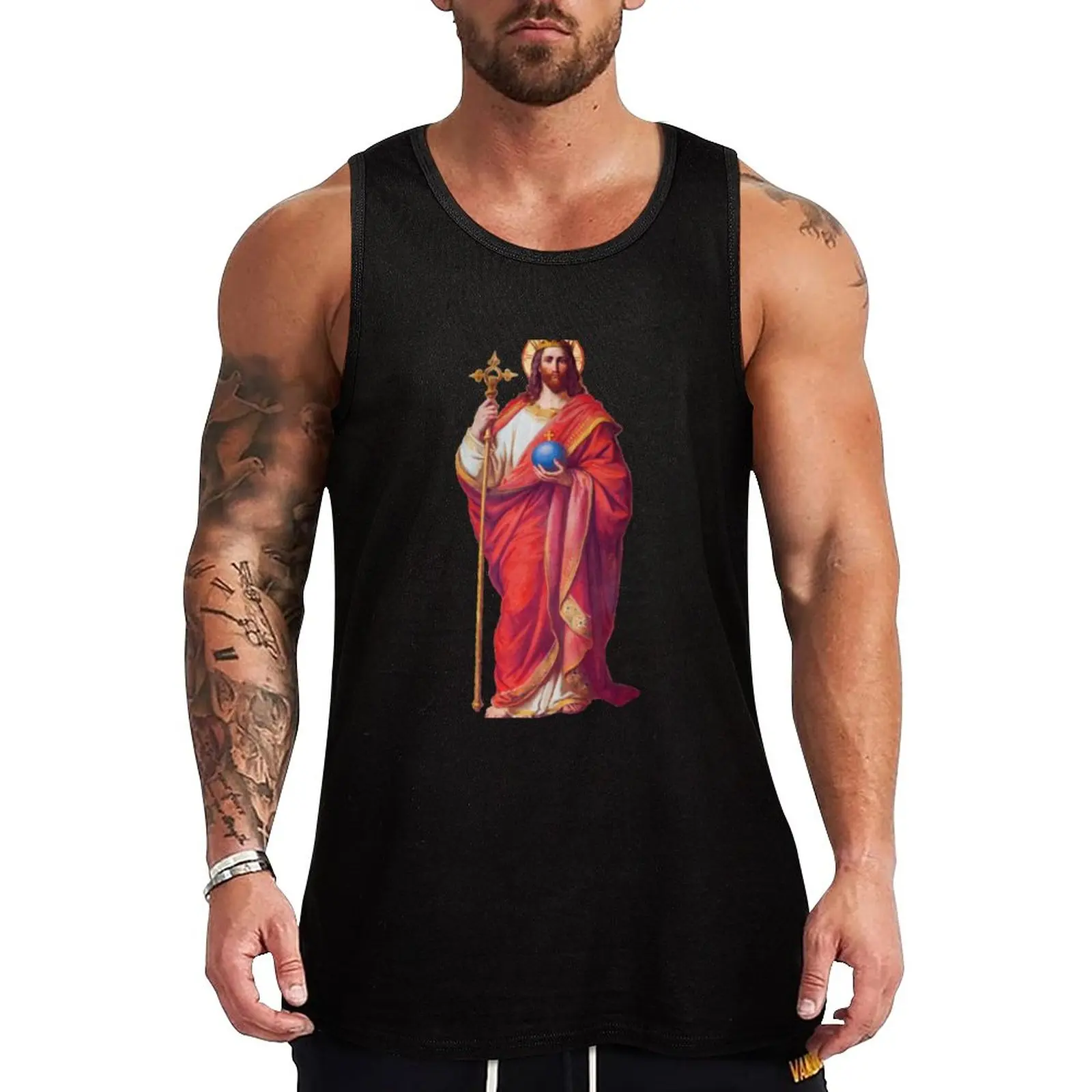 New Jesus Christ King Of The World Canotta Abbigliamento Da Palestra Uomo Top