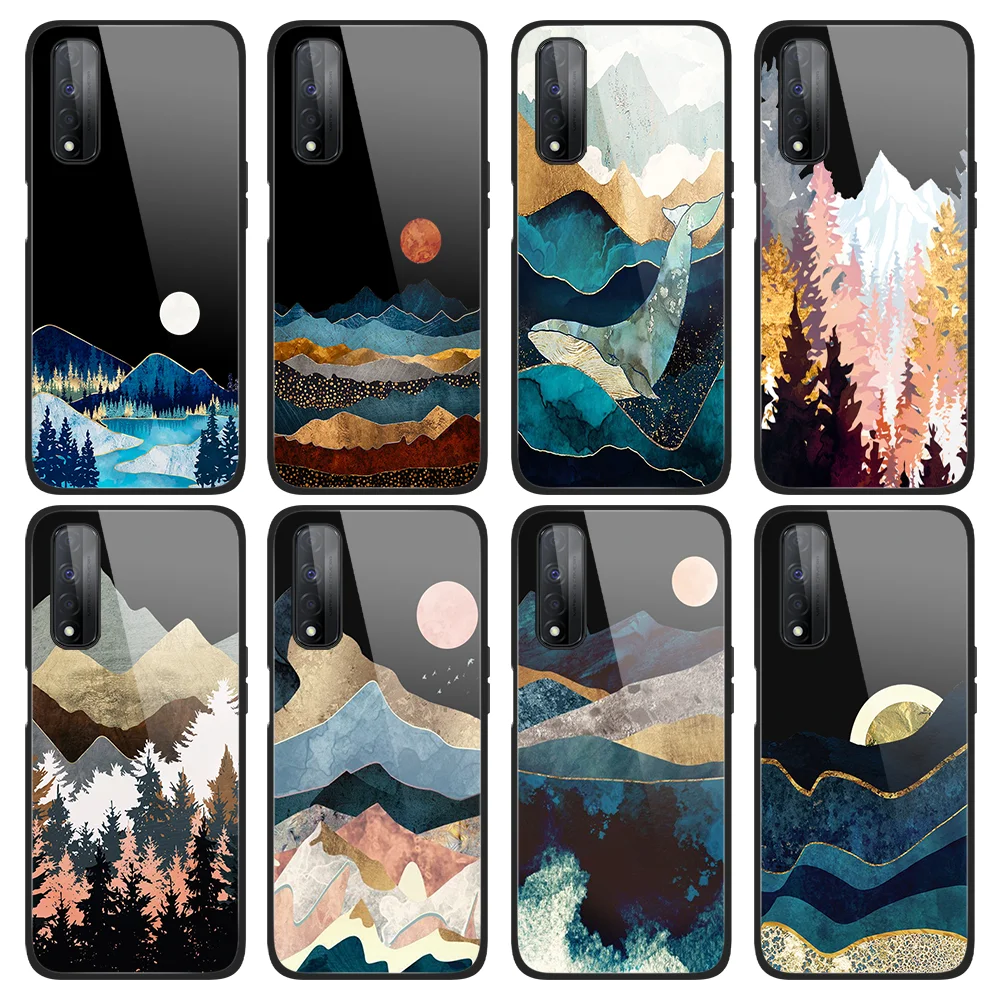 Tempered Glass Hand Painted Case Tempered Glass Back Cover Case