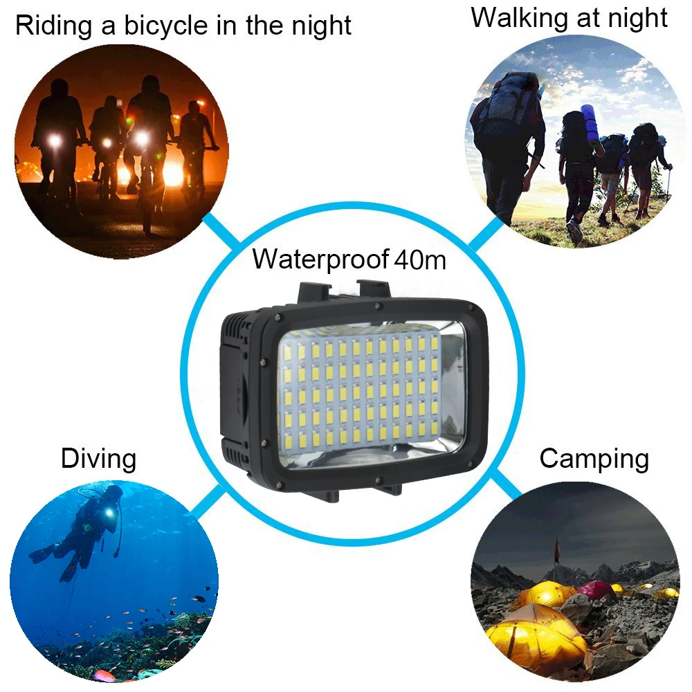 Portable Flashlight 40M Diving Underwater Waterproof LED For Gopro Hero 11 9 10 Dji OSMO Action 3 Fill Lamp Camera Accessories
