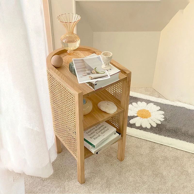 Japanesestyle Rattan Bedside Table Simple Storage Small Side