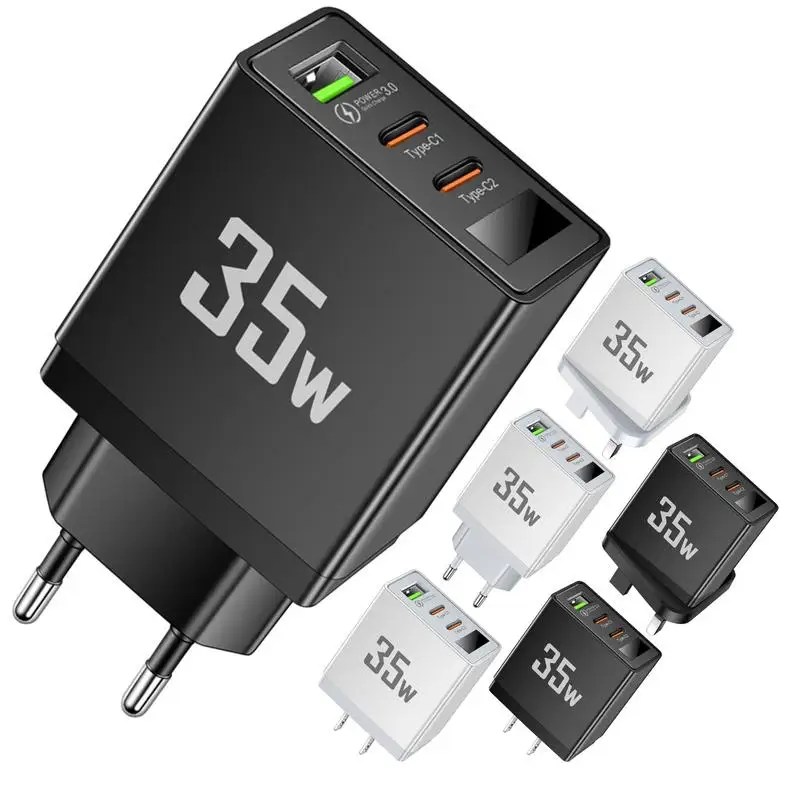 Сетевое зарядное устройство с 3 портами USB Type-C, 35 Вт
