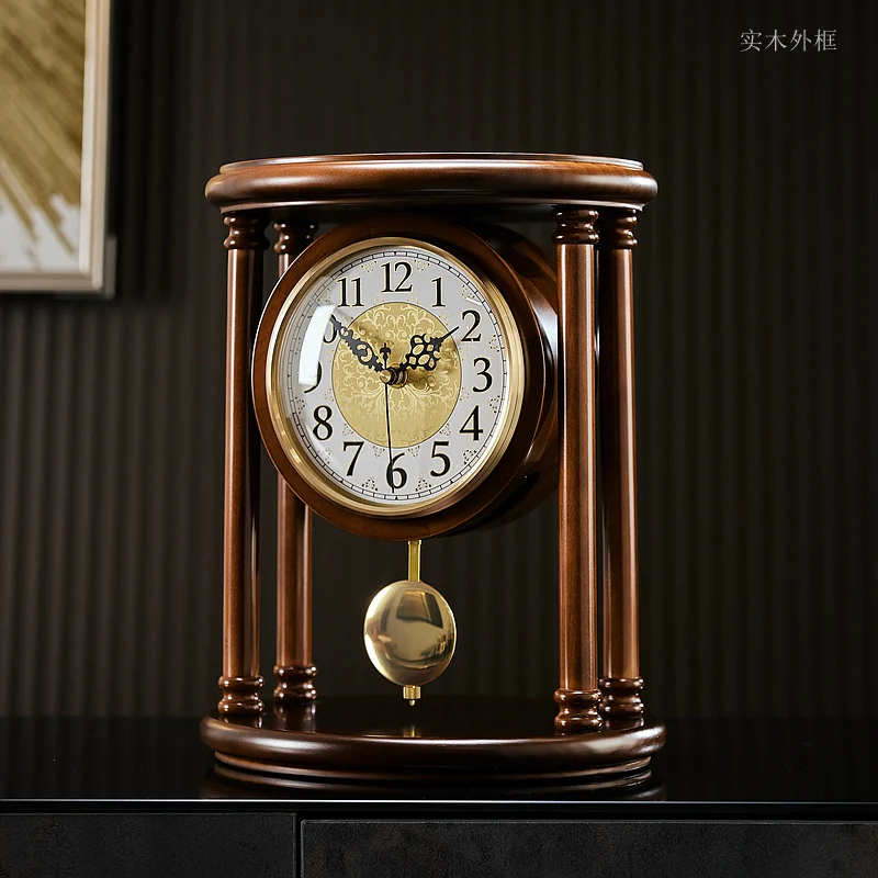 Solid-Wood-Living-Room-Desk-Clock-American-Table-Watch-Decoration-Home ...