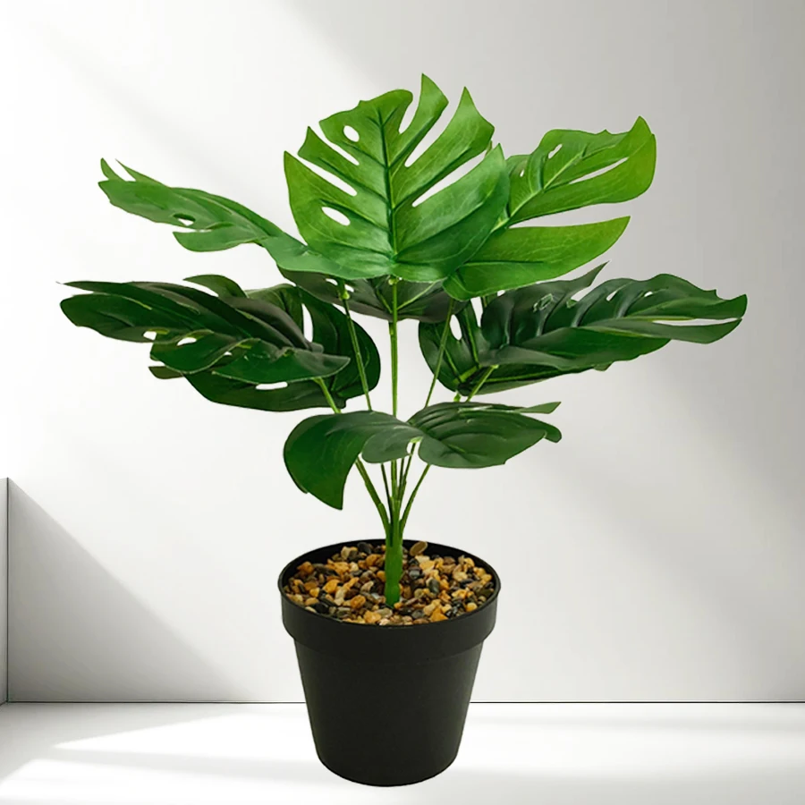 1 Plant of Very Realistic Green Artificial Monstera Tree Four-Season Evergreen Indoor and Outdoor Bonsai Cuttings Modern Minimalist Style Room Courtyard Porch Decoration Tropical Artificial Plants Without Flower Pots