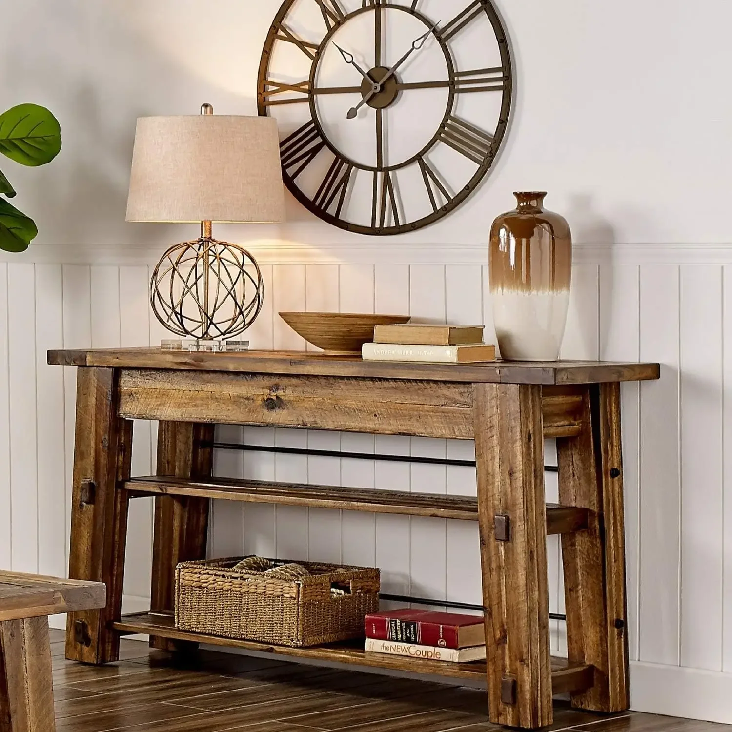 

Durango 54" L Industrial Wood Console Table with Two Shelves