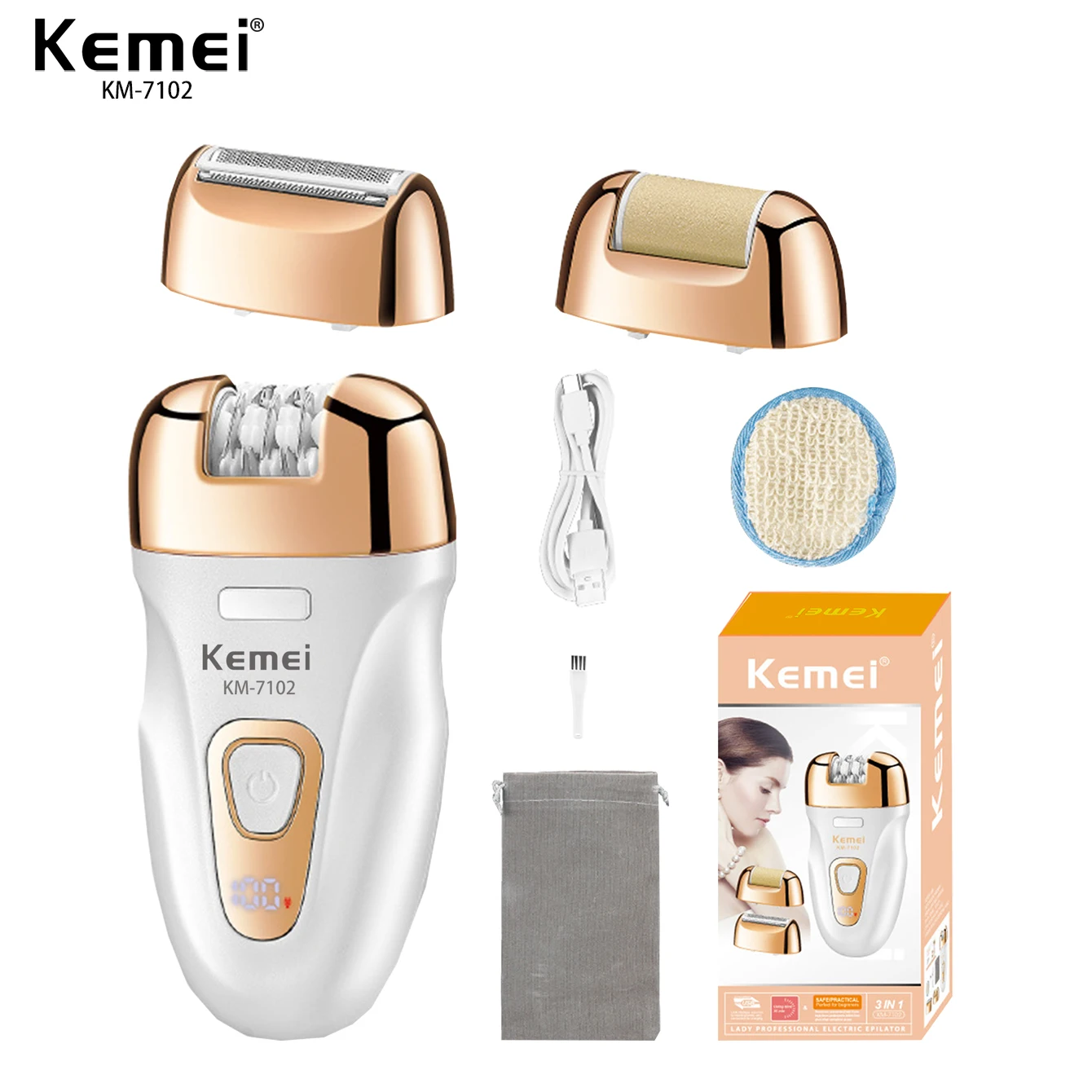 Kemei 3 In 1 Lady Epilator Depilador Women Shaver Female Shaving Machine Body Care Hair Trimmer Electric Removal Tweezer_voghion.com