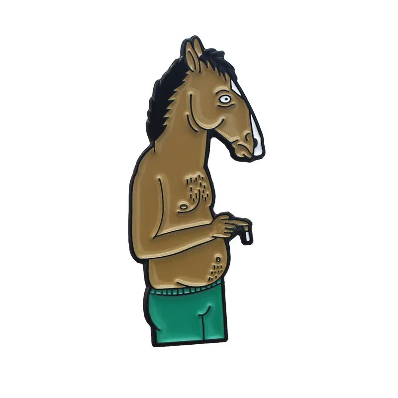 Adult Emotional Animation Horse And Male Badge Cartoon Anime Metal Brooch Backpack Jeans Pin Decoration Fashion Jewelry Gift