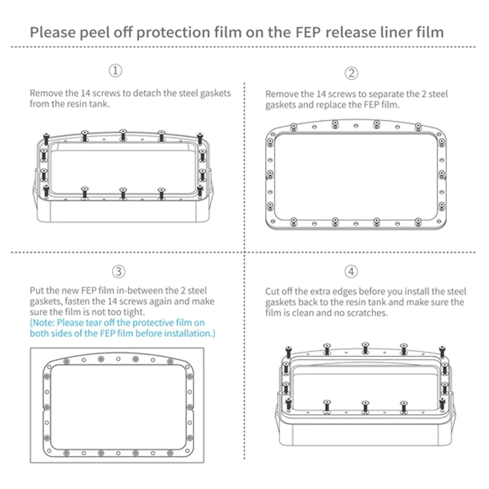 5 Pcs Fep Film 10 Inch 290*195mm for ELEGOO Saturn 3 Series Saturn 2 0.15mm UV Resin 3D Printers Release Films FEP Sheet LCD