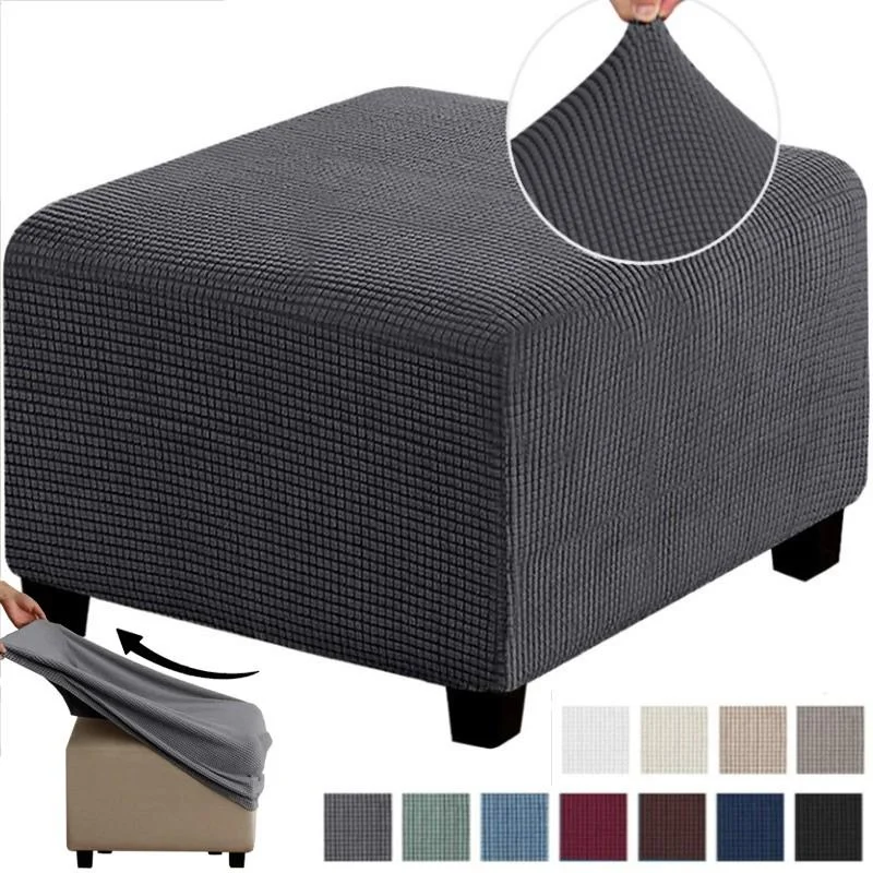 Stretch Ottoman Cover Square Ottoman Slipcover Furniture Protector Folding Storage Stool Furniture Protector With Elastic Bottom