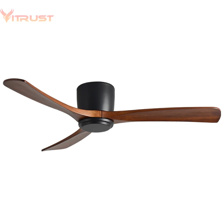 Nordic Frequency Conversion Wooden Ceiling Fan Home Decorative Ceiling Fan with 3 Solid Wooden Blade Support 110-240V