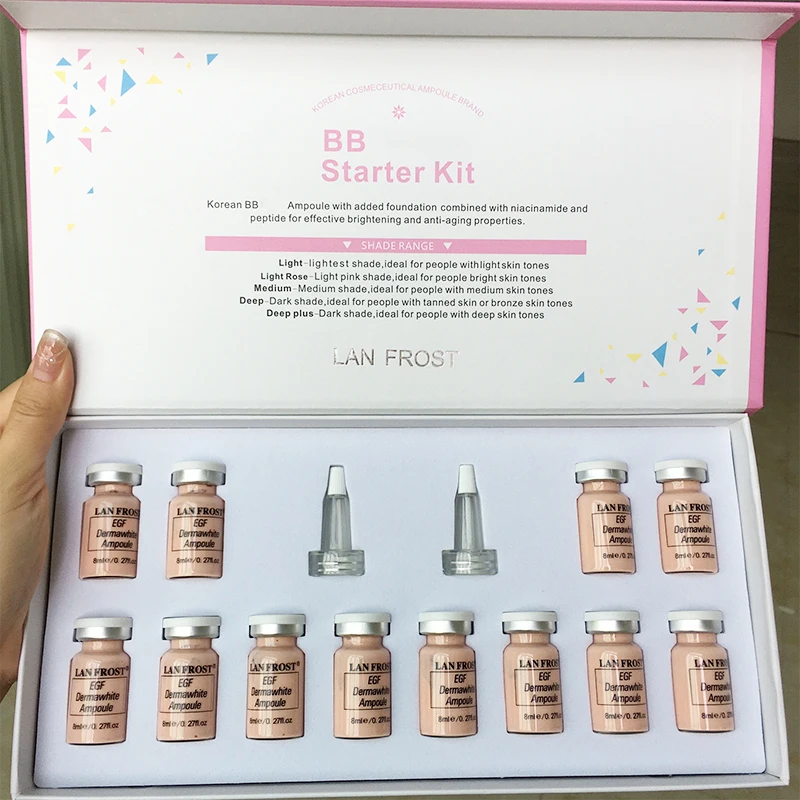 Makeup Kit Face Skin Care Kit Korea 8ml BB Cream Glow Ampoule Essence Kit Woman&Man Facial Niacinamide/Salmon DNA Foundation Moisturizing Skin Care Beauty