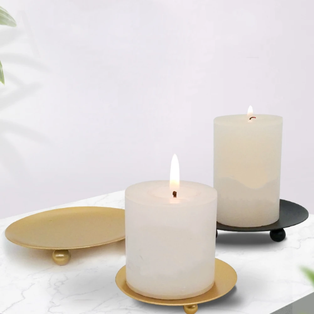 Candle Holders 1pc Iron Plate Candle Holder Pillar Art Decorative Pedestal For Wedding Party Spa Festival