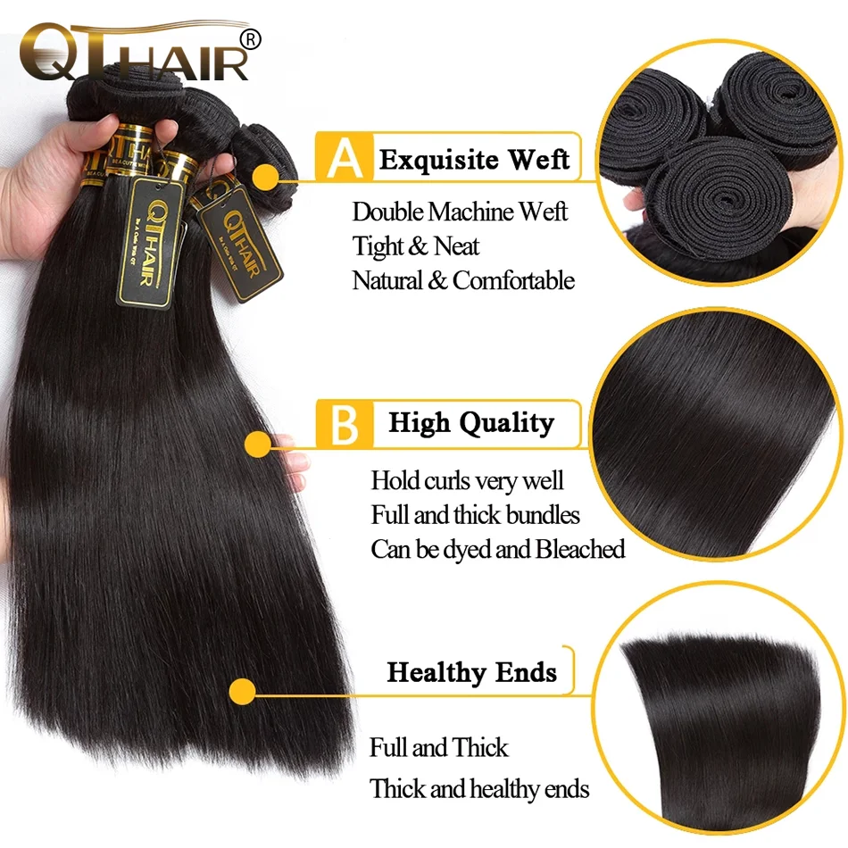 Peruvian Bone Straight Hair Bundles Natural Color 100% Human Hair Extensions 8-32 Inch Straight Remy Hair Weave 1/3/4 Bundles 5