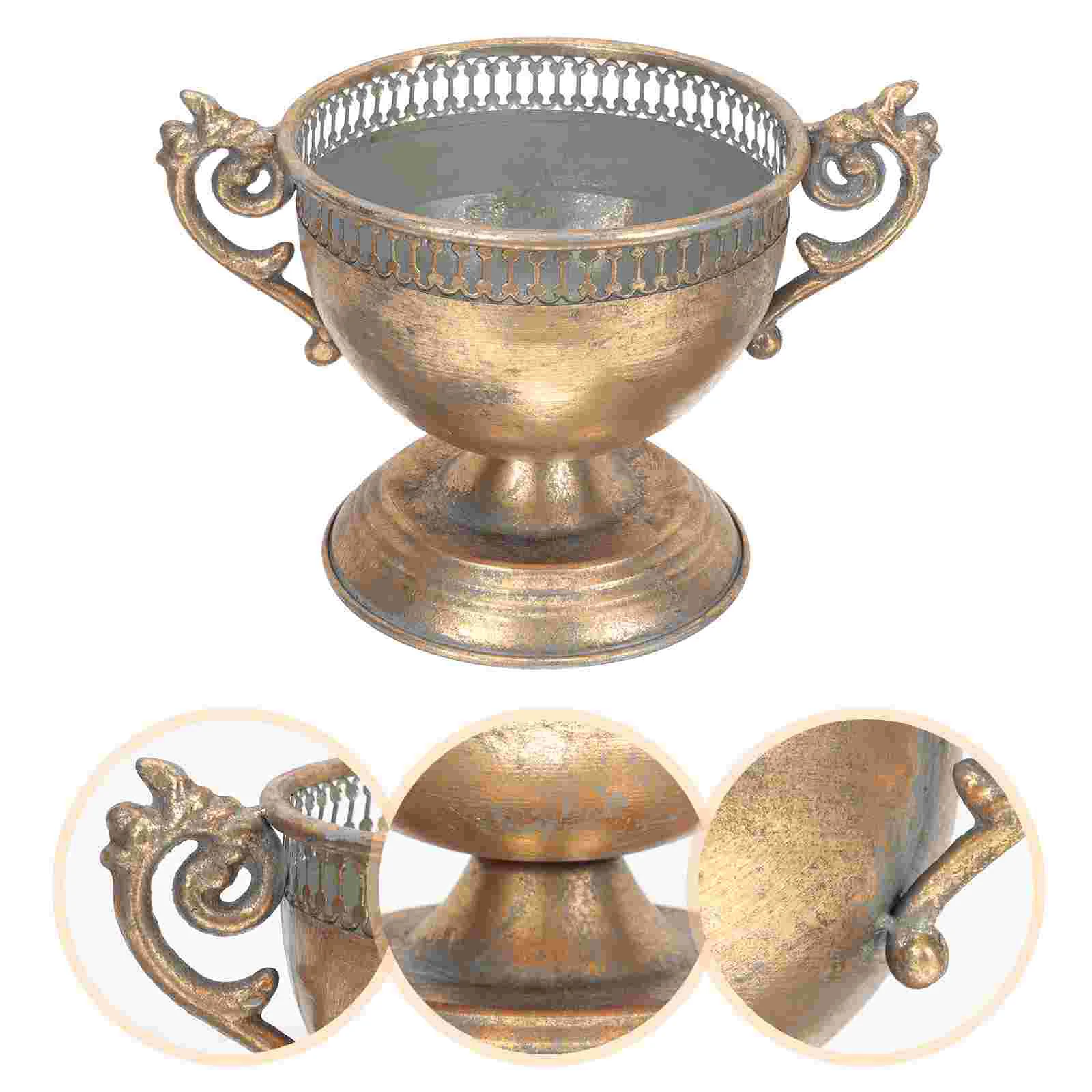

Gold Urn Planter Shabby Chic Metal Vases Trumpet Vase Flower Arrangement Pots Pedestal Floral Container Plant Pot Home Wedding