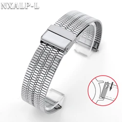 Breathable Stainless Steel Watch Bracelet Band, Thin Metal Strap with Quick Release - 22mm (Silver)