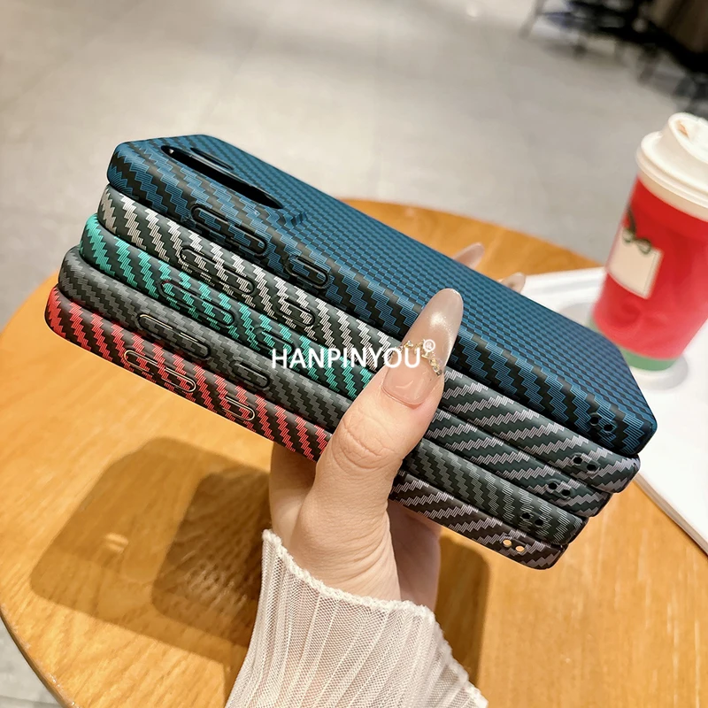 Sleek Anti-Fingerprint Carbon Fiber Matte Case with Shockproof Camera Protector