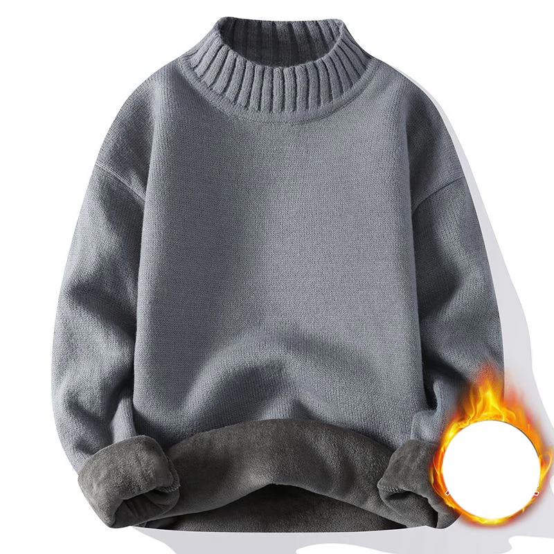 Autumn Winter KPOP Fashion Style Harajuku Slim Fit Tops Loose Casual All Match Knitwear Insert Half High Collar Solid Sweaters