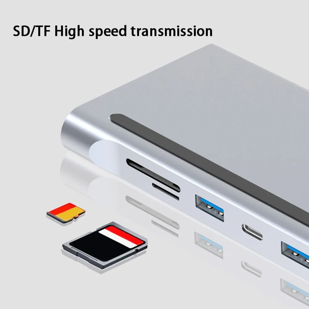 12 in 1 Type-C Dock HUB USB 3.1 to Dual HDMI-compatible 4K RJ45 VGA Multi USB Splitter Adapter Docking Station