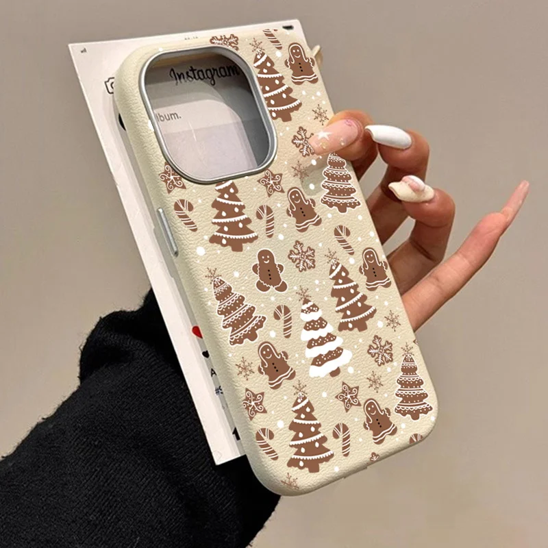 Matte Leather Christmas Tree Graphic Case - Festive Design Phone Cover