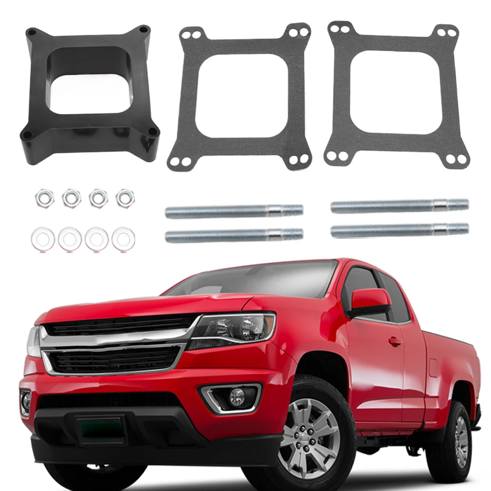 Open Phenolic Carburetor Spacer with Gasket Screws Kit Black Carb Spacers Square Open Center Carb Spacer for Holley 4150/4160