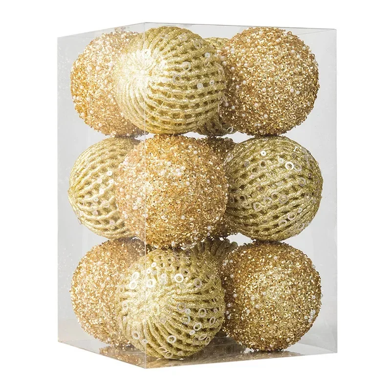 thumbnail image 1 of Adornos de bolas de Navidad de 10/8 cm, irrompibles, para árbol de Navidad, bodas, fiestas, decoración navideña, 12/6 unidades, 1 of 5
