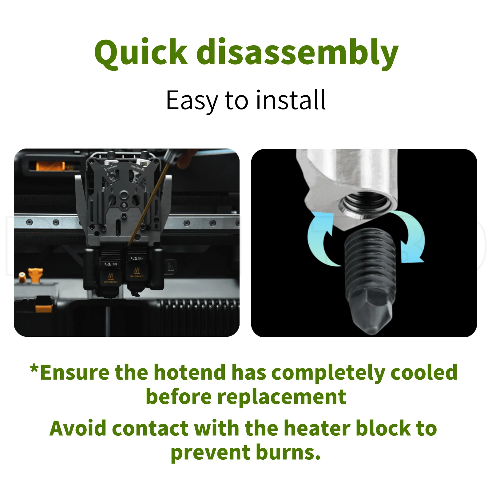 Bambu Lab Hotend met Gehard Staal Nozzle – 0.4mm A1 | Elektronica voor jou