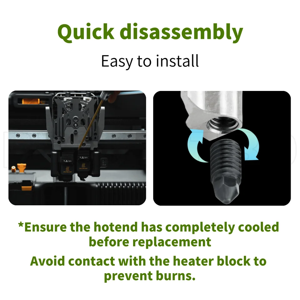 For Bambu Lab H2D Hotend Kit with 0.2/0.4/0.6/0.8mm Hardened steel