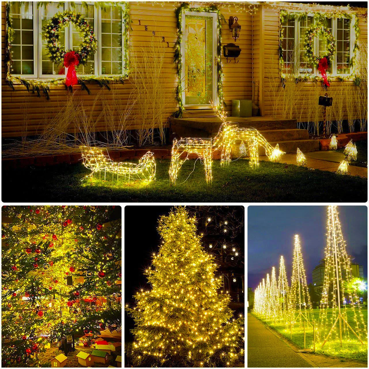 4-Pack Solar-Powered Outdoor Waterproof Fairy String Lights – 8 Lighting Modes for Tree, Garden, and Patio Decor