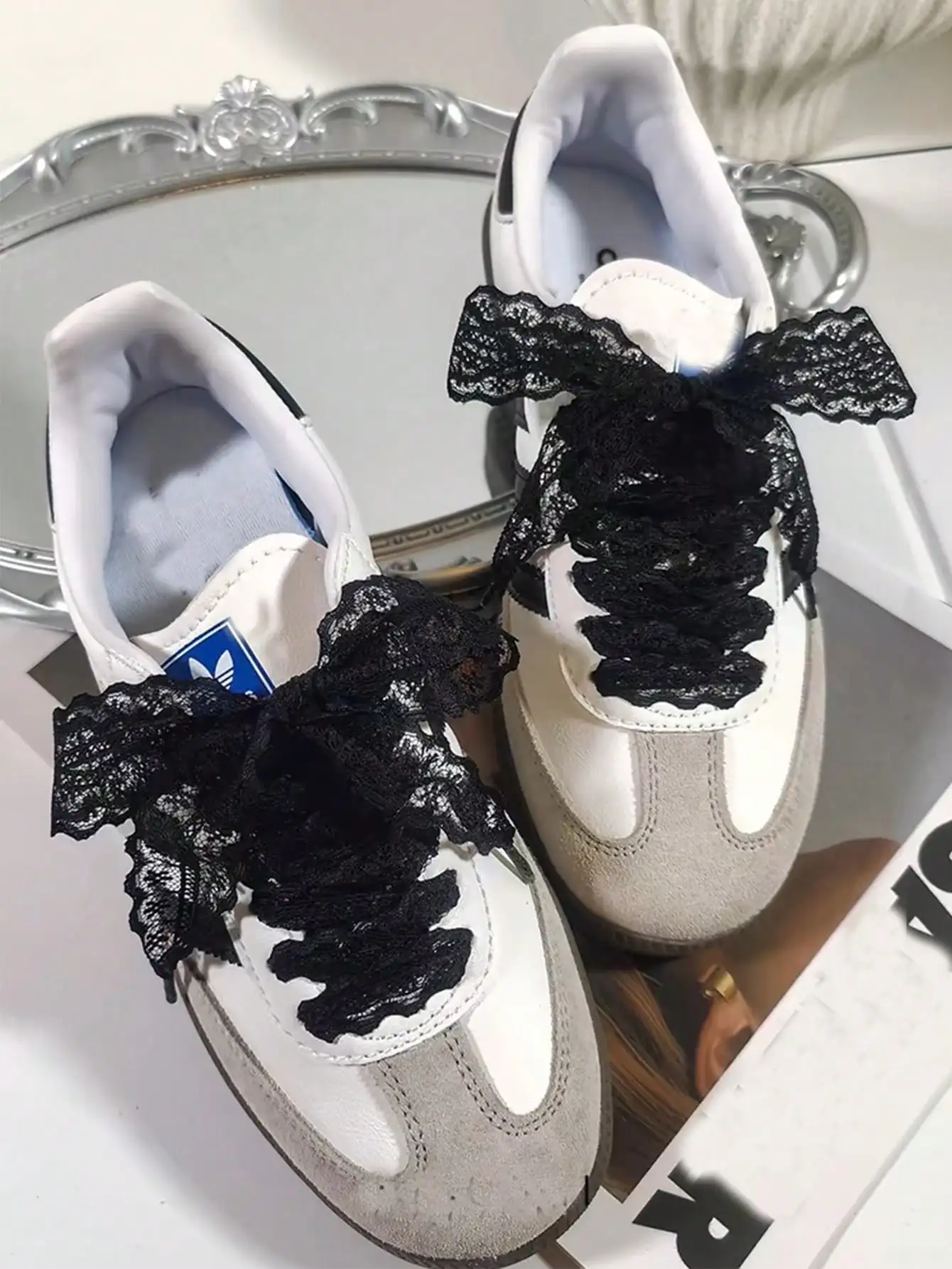1 paar Ins Stil Koreanische Spitze Bogen Schnürsenkel 120 cm Nische Dekorative Sneaker Schnürsenkel für Party Casual Schuhe Sommer DIY zubehör – Detail 1
