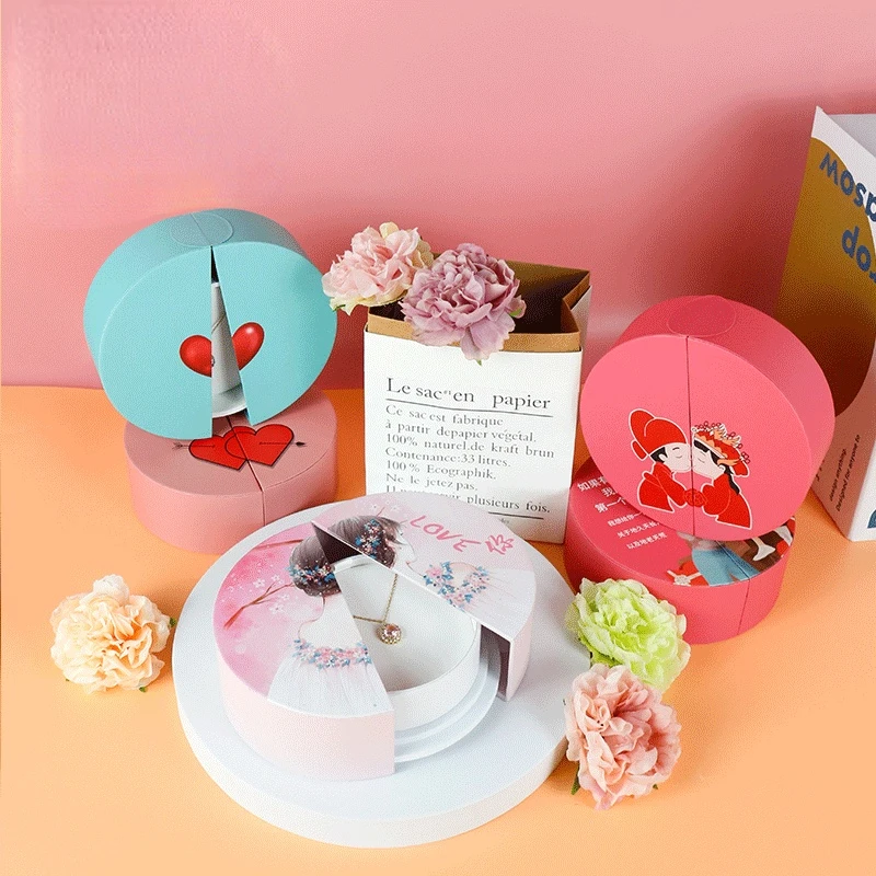 

Macarons Round Pendant Necklace Boxes Organizer Creative Gift Box Storage Wedding Birthday Jewelry Packaging Cracker Case