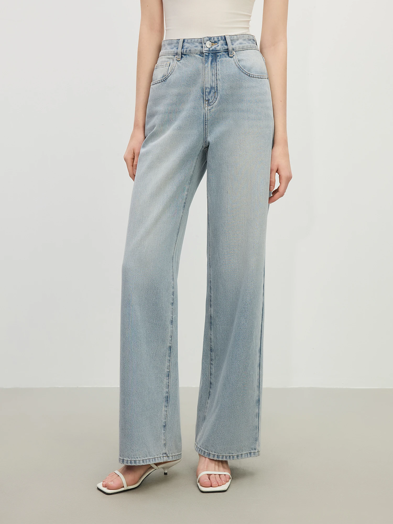 FSLE High Waist Straight Jeans For Women Autumn 2024 New Retro Versatile Casual Ladies Wide Leg Chic Pants 24FS13020 main image 0