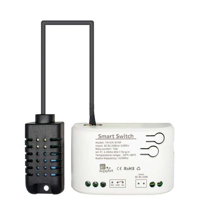 Intelligent eWelink Switch With Temperature Humidity Sensor ,Smart 10A 2000W RF433 Thermostat TH16 Monitoring Alexa Compatible 4