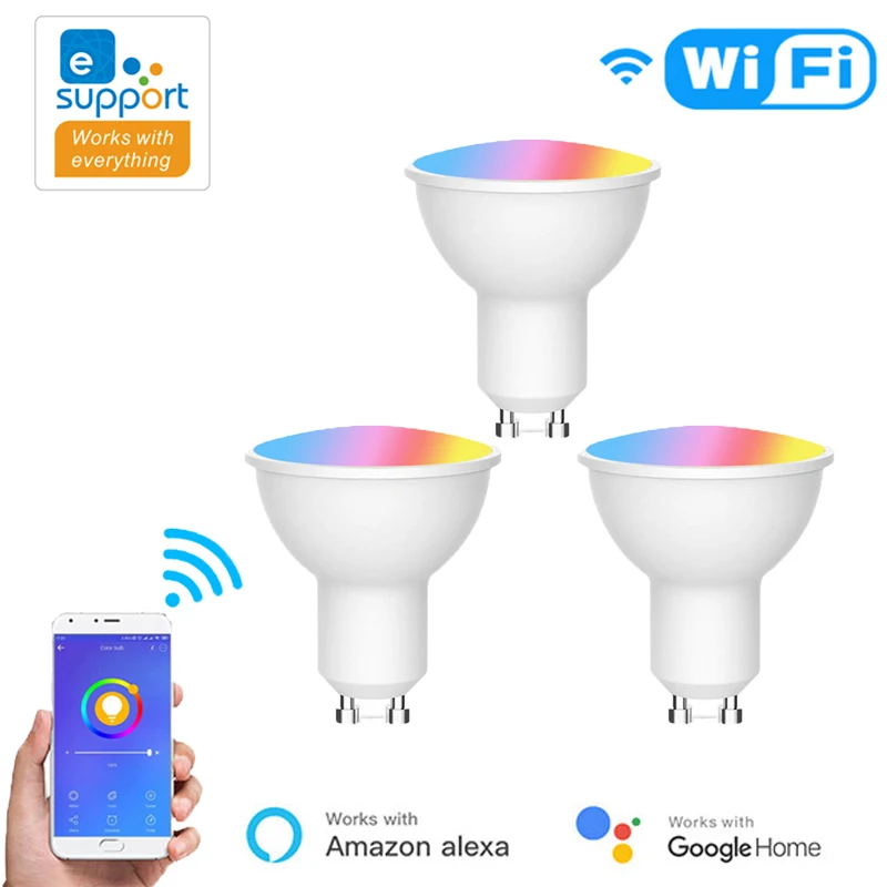 Умсветильник светодиодные лампы EWeLink GU10 с поддержкой Wi-Fi RGB + CCT 4 Вт |