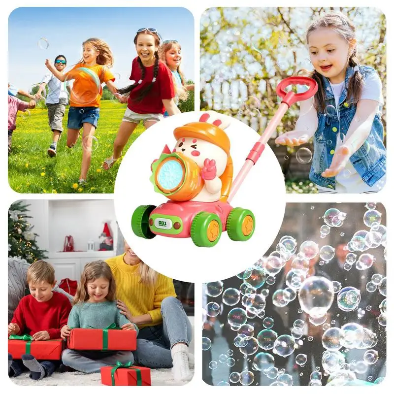 2025 Cute Bubble Machine Light Up Hand-Pushed Electric Dinosaur Rabbit Dog Bubble Guns Bubble Soap Blower For Kids Outdoor Toys