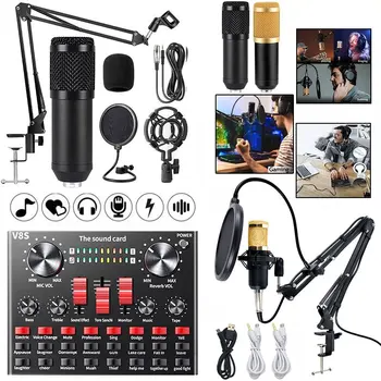 Kit de Micrófono BM 800 Articulado – Micrófono de Condensador para PC, Streaming y Estudio con Tarjeta de Sonido V8s