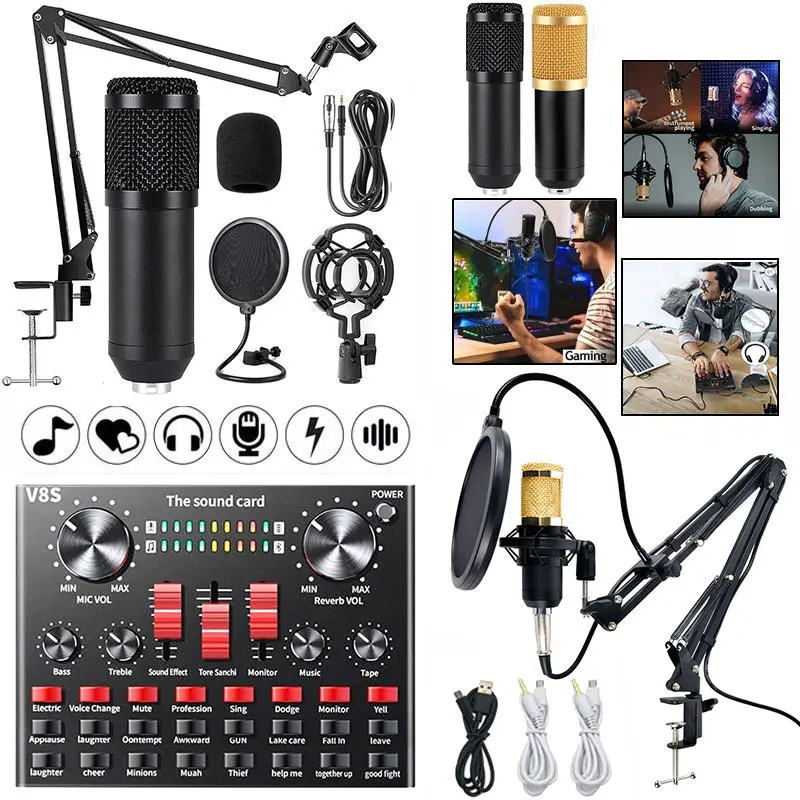 TECURS Gaming Mikrofon PC - USB Mikrofon Kit mit Stummschalten/Geräuschunterdrückung/Gain