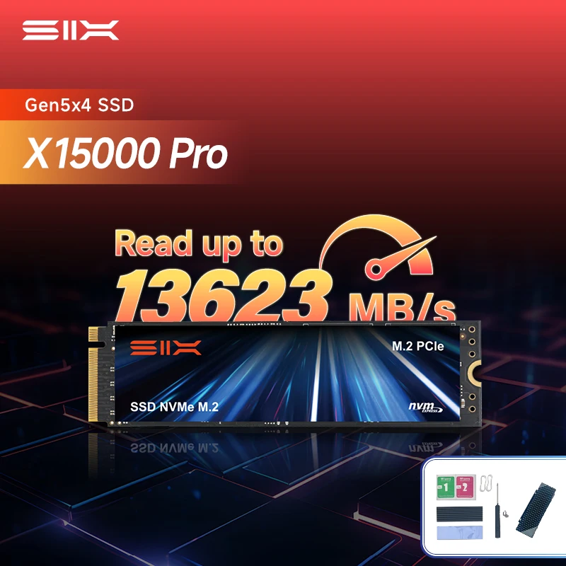 内蔵型SSD SIX15000 pro M.2 1TB PCIe 5.0 13600MB/s SIX X15000Pro 1TB 13623MB/s PCIe 5.0 M.2 NVMe SSD, 2GB