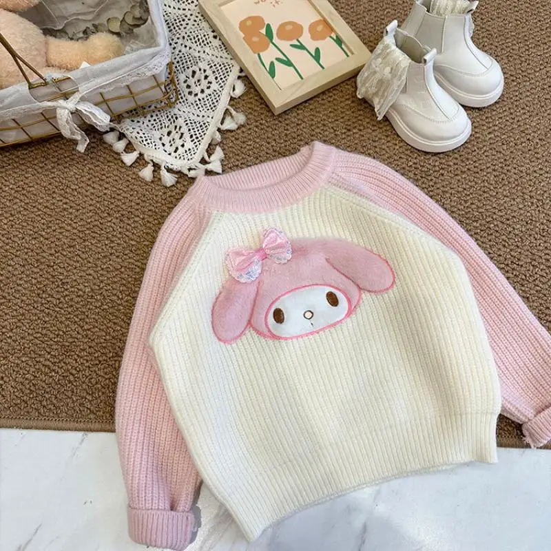 

New Children's Sweater Kawaii Mymelody Cute Sanrio Creative Kuromi Winter Fashion Cartoon Knitted Long Sleeve Birthday Gift