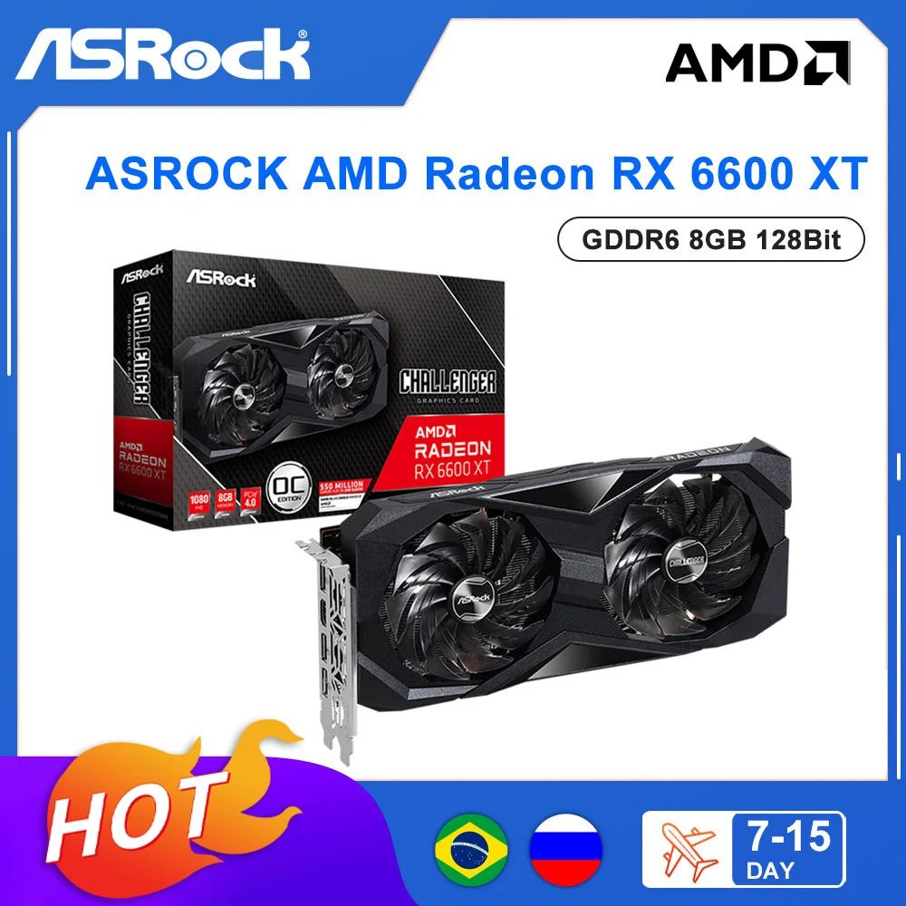 Asrock New Amd Radeon Rx 6600 Xt Rx6600xt 8gb Gddr6 128-bit 6600xt ...