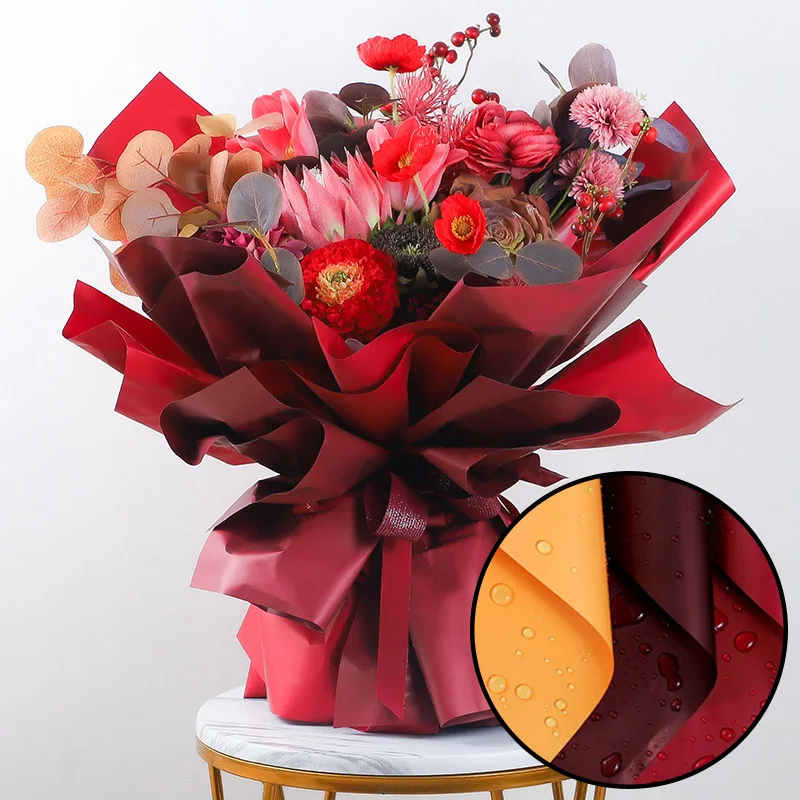 Floral Bouquet Wrapping Paper - 20 Sheets, Waterproof Solid Colors for Weddings, Birthdays, and Special Occasions