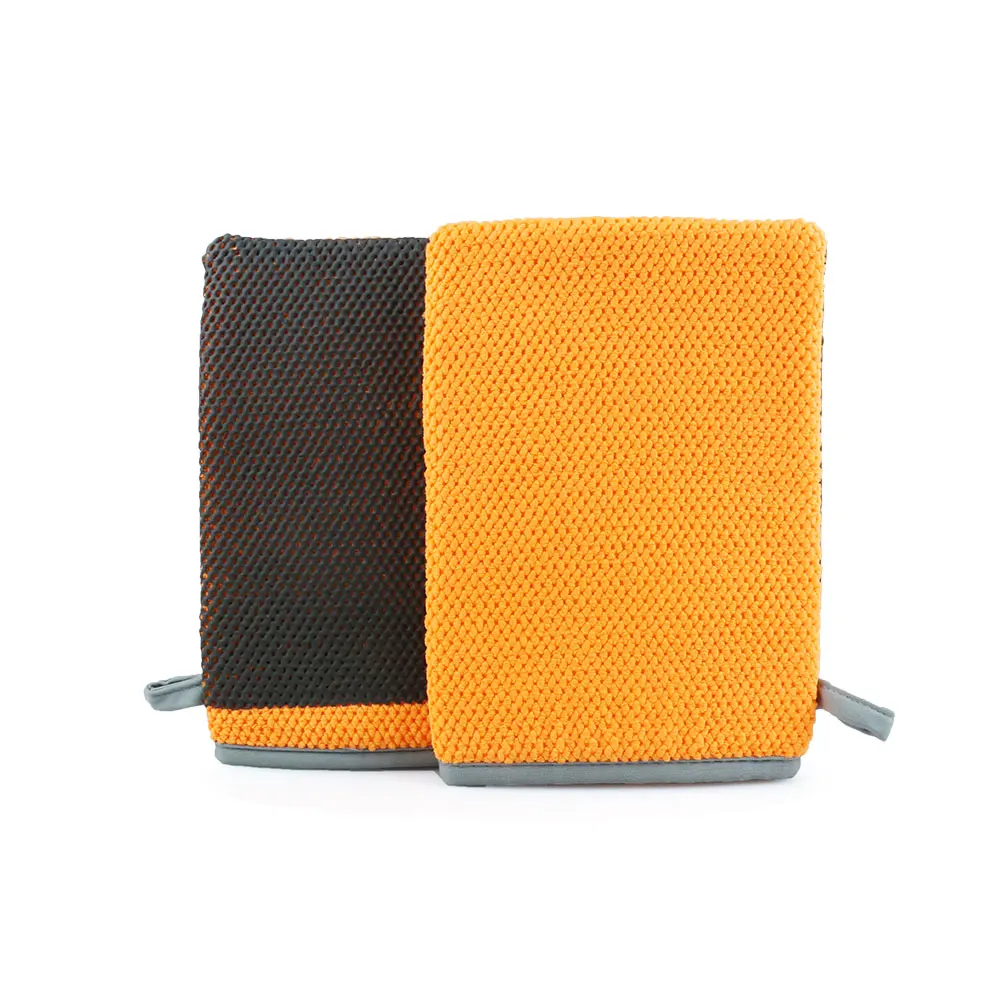 Car Cleaning Gloves Microfiber Car Mitt Microfiber Cleaning Gloves Microfiber Washing Gloves Microfiber Gloves Car Cleaning Magic Clay Bar Washing Gloves Tools Auto Care Car Detailing Clean Cloth Marflo Polish Orange Mitt