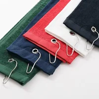 40*60cm Golf Towel with Hook Cotton Golf Cleaning Soft Sport Hand Towel Cleaning Golf Clubs Black White Red Green Blue Drop Ship 2