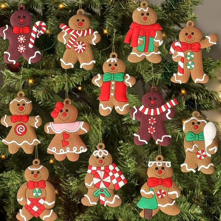 Gingerbread Man Ornaments for Christmas Tree Gingerbread Figurines Pendants Ornaments New Year Tree Hanging Decorations