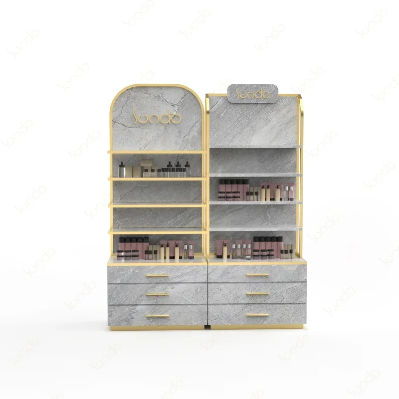 

custom，home perfume cabinet Dark Brown beauty salon product display cabinet Handmade Makeup accessories storage showca