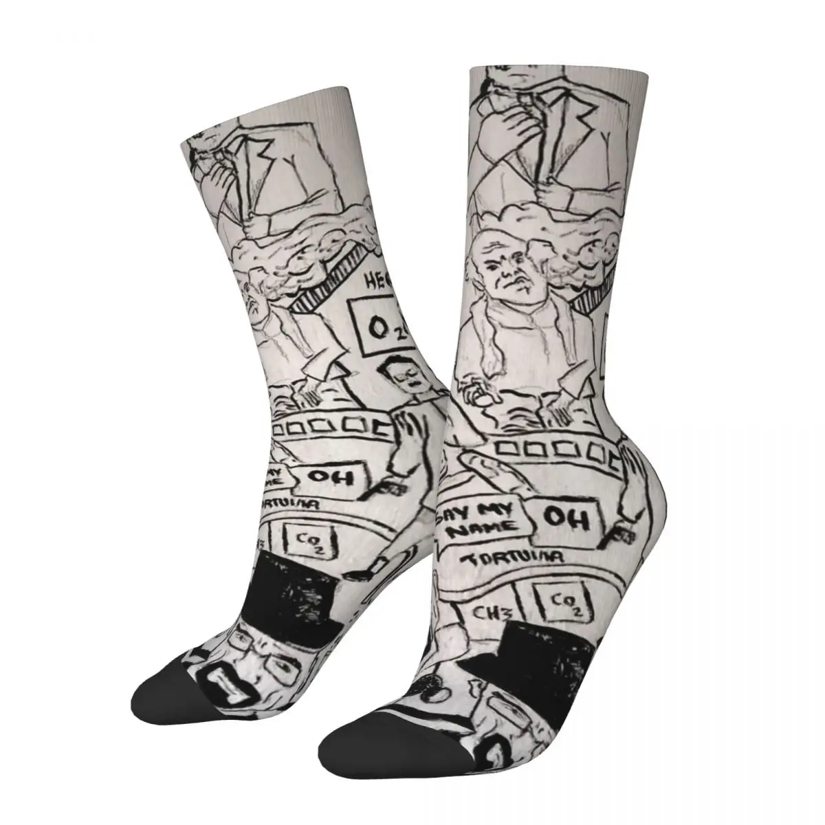 

Hip Hop Vintage Doodle Crazy Men's Compression Socks Unisex Breaking Bad Street Style Pattern Printed Funny Novelty Crew Sock