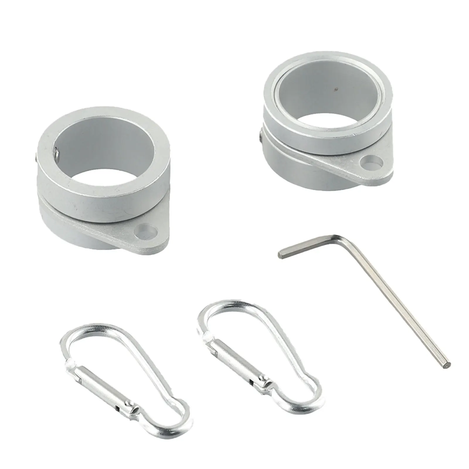 2X Flag Pole Rings 360&deg; Rotating Flagpole Flag For 0.75-1.02 Inches Pole Aluminum Alloy Mounting Rings With Carabiner Anti-Wrap