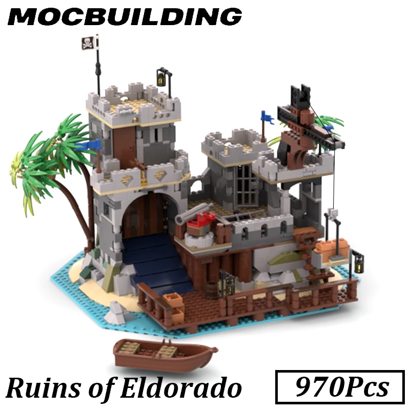 

970Pcs Medival Castle Island Model Pirate Scene MOC Building Blocks Brick Toys Gift Display Construction Christmas Present