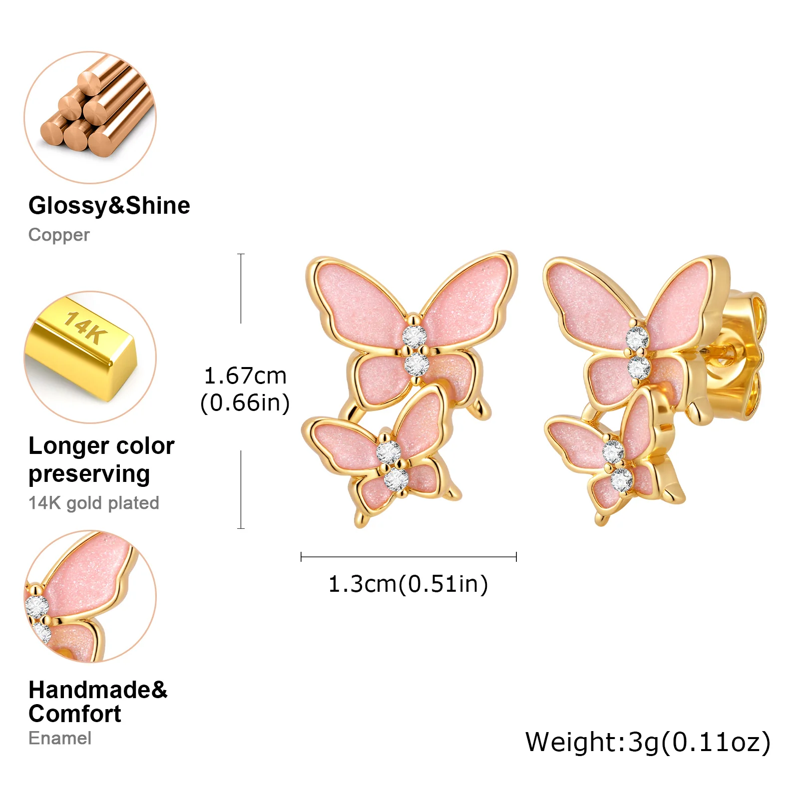 Leichte, luxuriöse rosa Blütenblatt-Blumen-Ohrstecker für Frauen, trendige Schmetterlings-Ohrringe, exquisiter Ästhetik-Schmuck für die tägliche Party – Detail 10